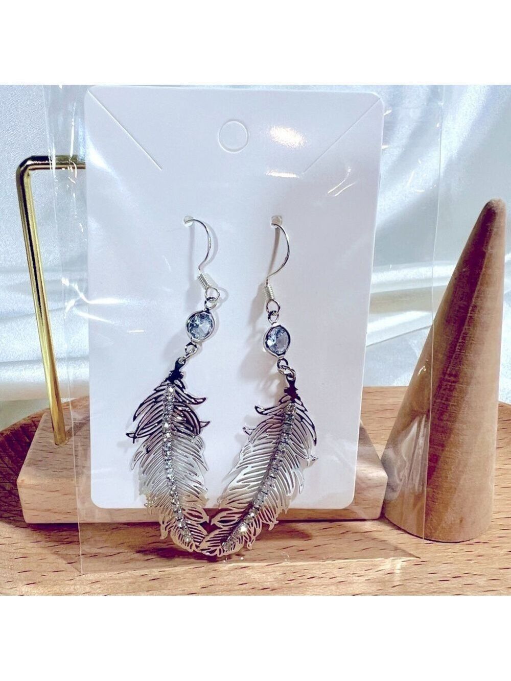 Silver Feather Earrings Only - Picture 3 of 5